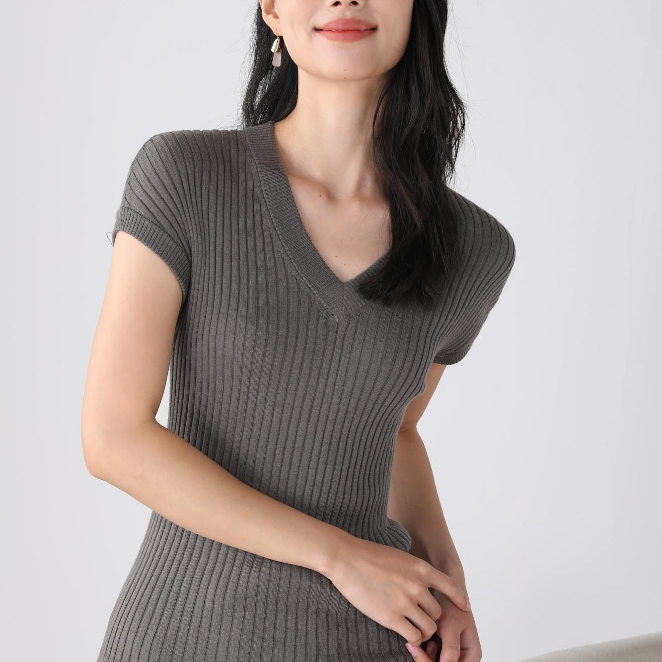 Evie jersey gray knit top