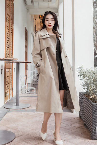 【muguet rose midi trench coat】DARK BEIGE Melissa Trench Coat - Tulips in Little Rock